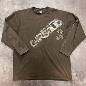 Vintage 90s Marithe Francois Girbaud Spell Out Logo Long Sleeve T-Shirt Brown 2x